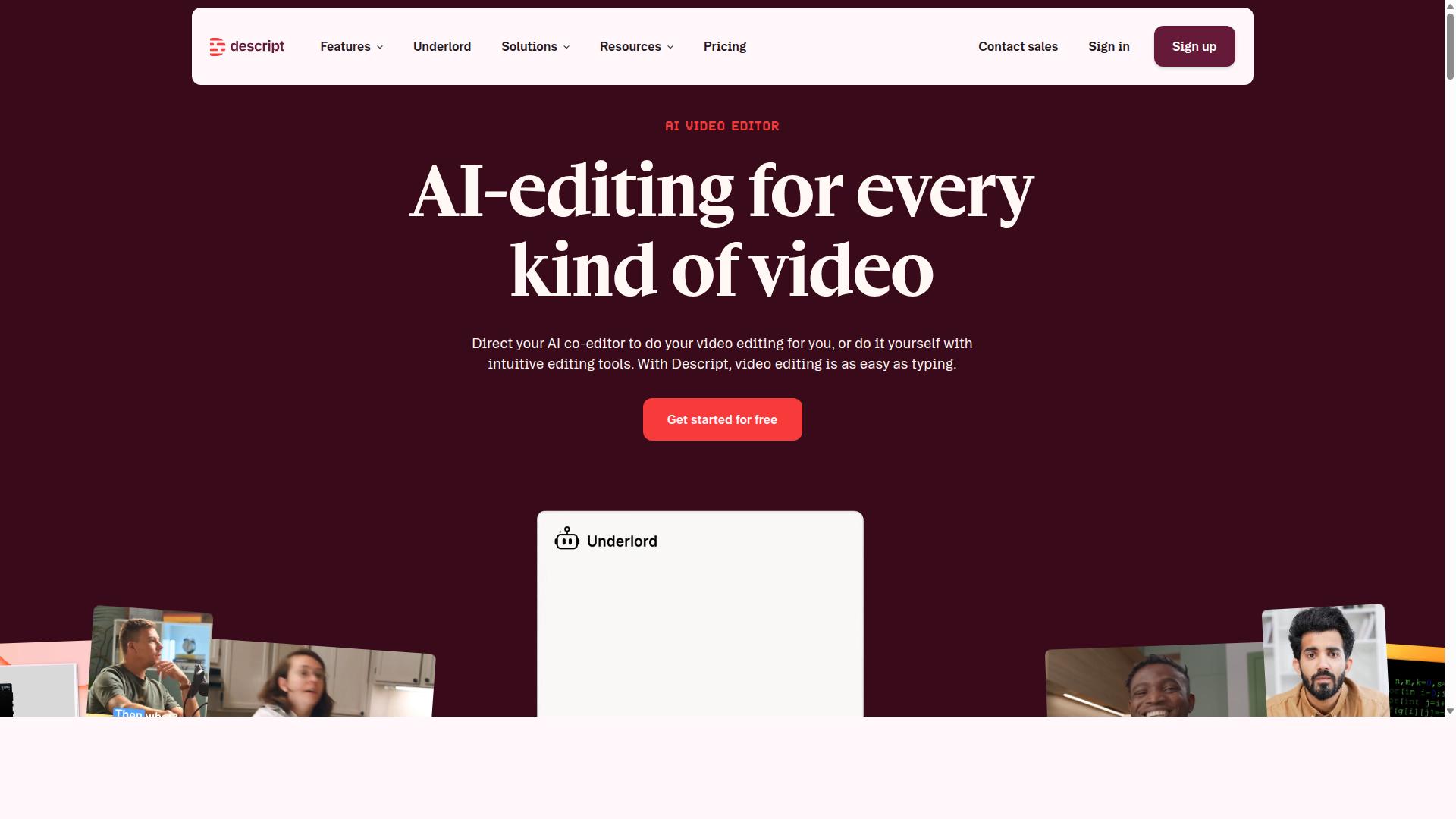 Descript website